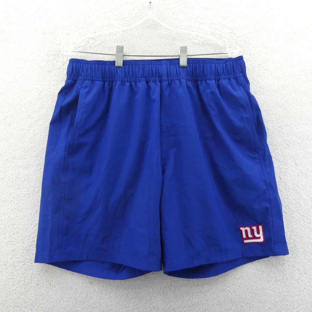 NFL Team Apparel Swim Shorts Mens Large New York Giants‎ Blue Lined Trunks
